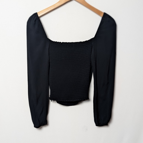 REFORMATION Reign Top Long Sleeve Blouse Black 2 - Picture 9 of 13